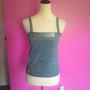 🚨Price Final!🚨 Y2k Style Blue Shimmer Sparkle Tank Top (Size Small)
